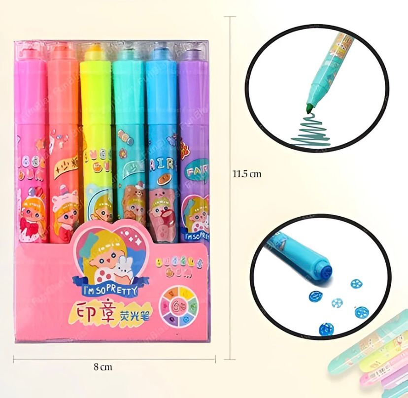 Highlighter with Cute Stamp