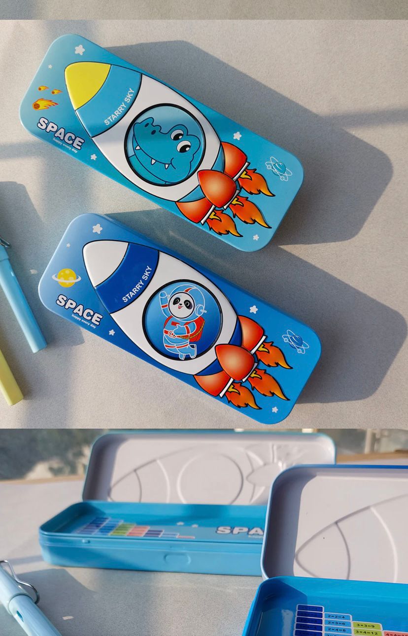 Space Theme Metal Pencil Box