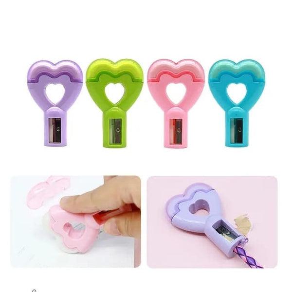 Lovely Heart Pencil Sharpener With Eraser | Set of 2pcs