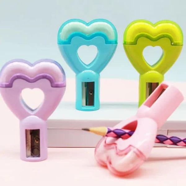 Lovely Heart Pencil Sharpener With Eraser | Set of 2pcs